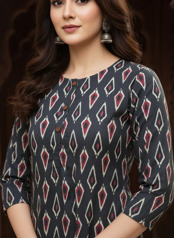 Grey_Rayon_Premium_Kurti_For_Women