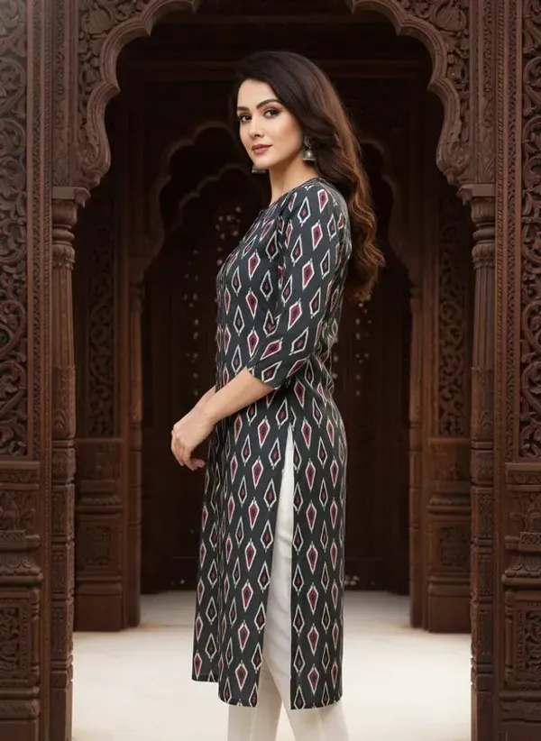 Grey_Rayon_Premium_Kurti_For_Women