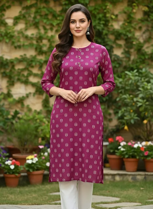 Pink_Rayon_Premium_Kurti_For_Women