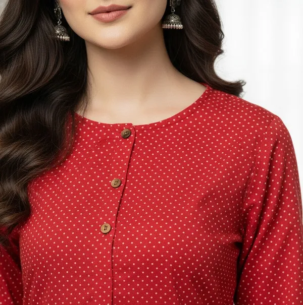 Red_Rayon_Premium_Kurti_For_Women