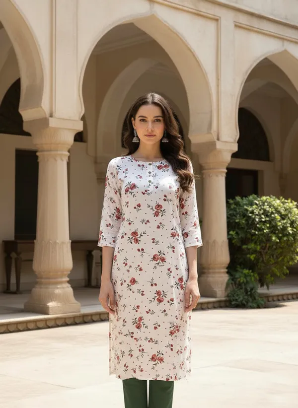 White_Rayon_Premium_Kurti_For_Women