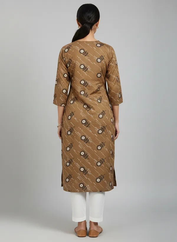 Brown_Rayon_Premium_Kurti_For_Women