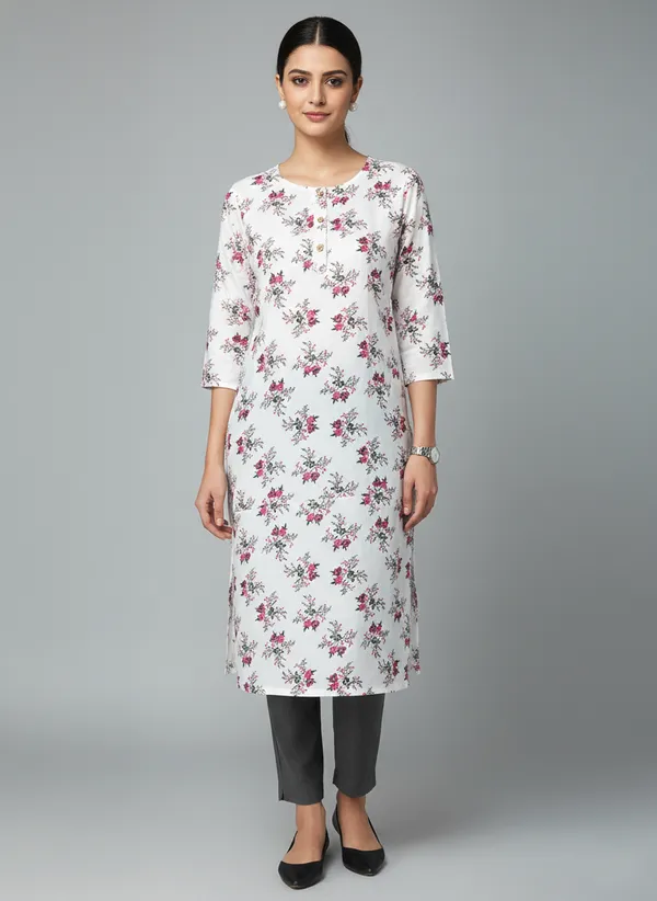 White_Rayon_Premium_Kurti_For_Women