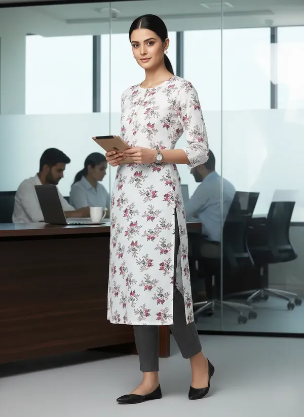White_Rayon_Premium_Kurti_For_Women