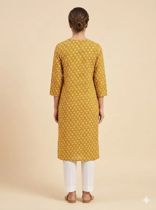 Mustard_And_Brown_Cotton_Premium_Kurti_For_Women