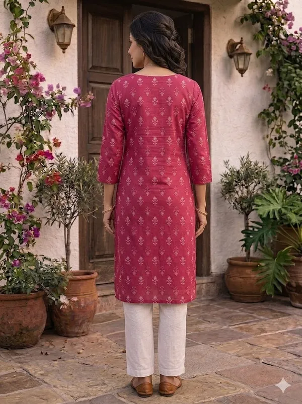 Dark_And_Pink_Cotton_Premium_Kurti_For_Women