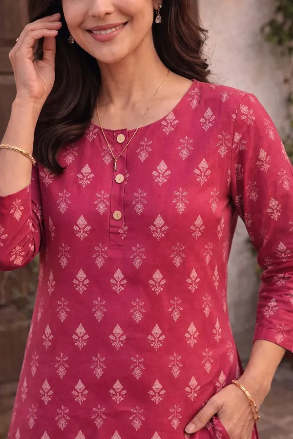 Dark_And_Pink_Cotton_Premium_Kurti_For_Women