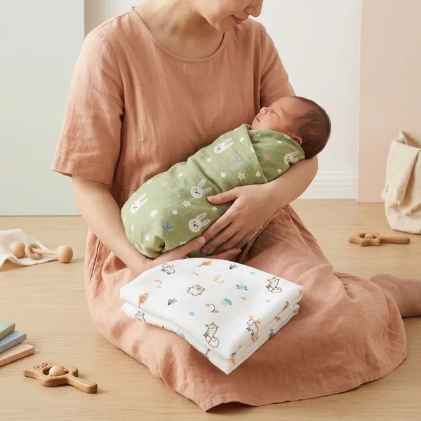 Pack_Of_2_Muslin_Swaddle_Blanket_Set_For_Babies_100*100_cm