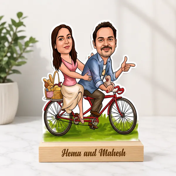 Cycle_Ride_Couple_Custom_Caricature_Standee