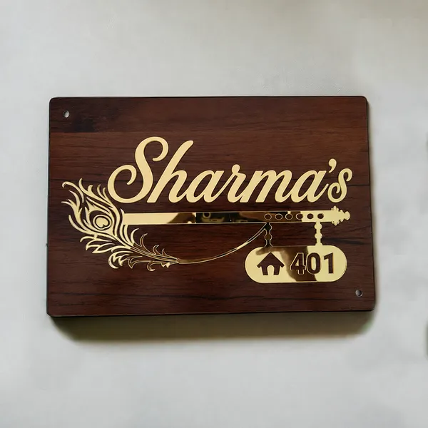 Wood_Texture_MDF_Golden_Acrylic_Letter_Home_Door_Name_Plate