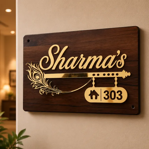 Wood_Texture_MDF_Golden_Acrylic_Letter_Home_Door_Name_Plate