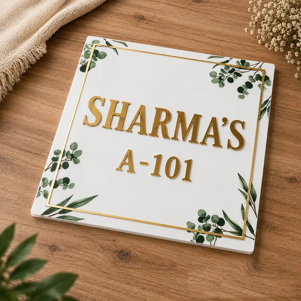 Acrylic_Square_Personalized_Name_Plate_White_with_Floral_Design