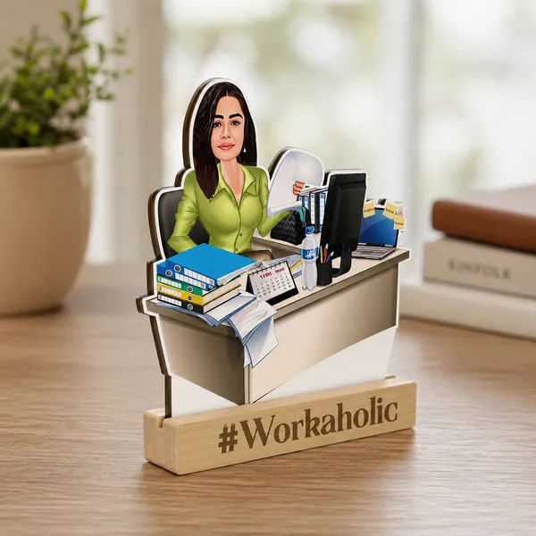 Workaholic_Woman_Custom_Caricature_Standee