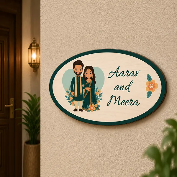 Wood_Oval_Character_Personalized_Couples_Name_Plate
