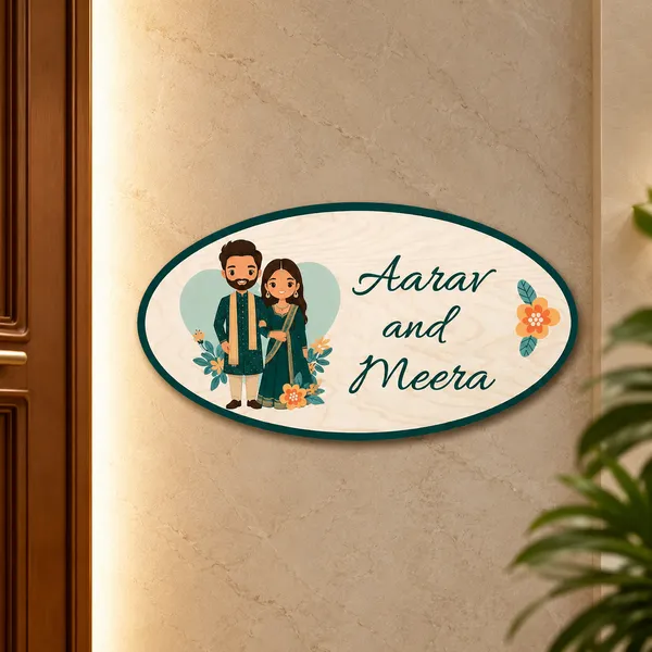 Wood_Oval_Character_Personalized_Couples_Name_Plate