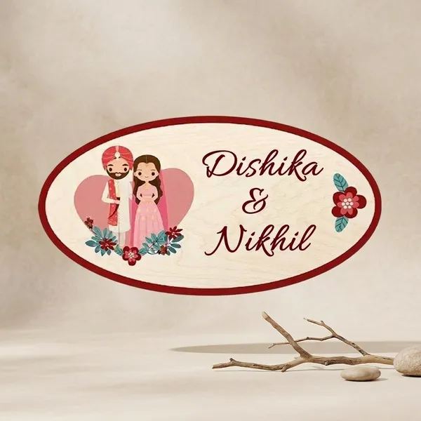 Wood_Oval_Sikh_Couple_Printed_Name_Plate_For_Couples