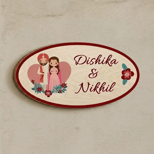 Wood_Oval_Sikh_Couple_Printed_Name_Plate_For_Couples