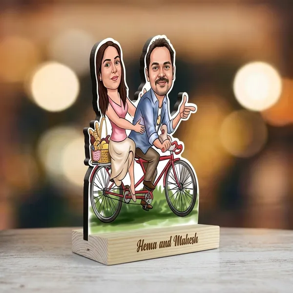 Cycle_Ride_Couple_Custom_Caricature_Standee