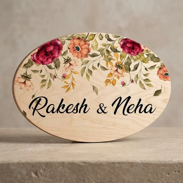 Wood_Floral_Oval_Red_Orange_Personalized_Name_Plate