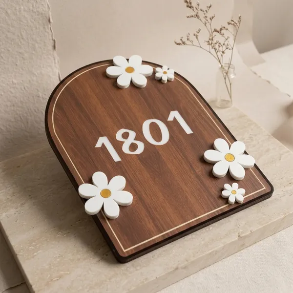 Acrylic_Mdf_Daisy_Arch_Beige_Number_Sign_Name_Plate