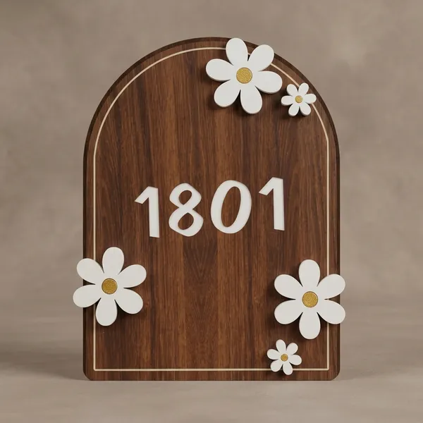 Acrylic_Mdf_Daisy_Arch_Beige_Number_Sign_Name_Plate