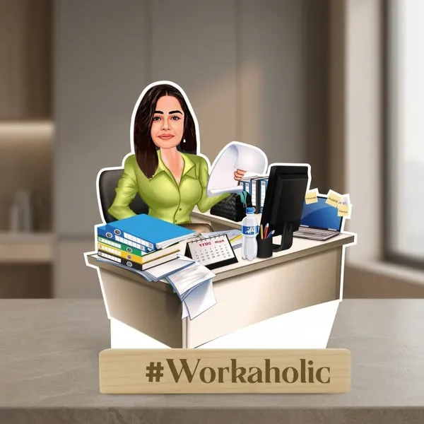 Workaholic_Woman_Custom_Caricature_Standee