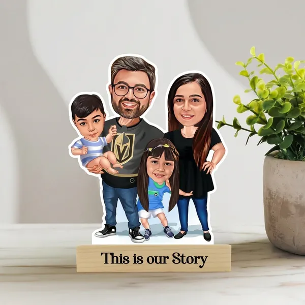 Family_Story_Four_Member_Cartoon_Caricature_Standee