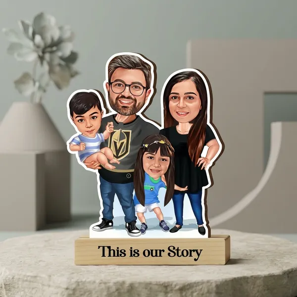 Family_Story_Four_Member_Cartoon_Caricature_Standee