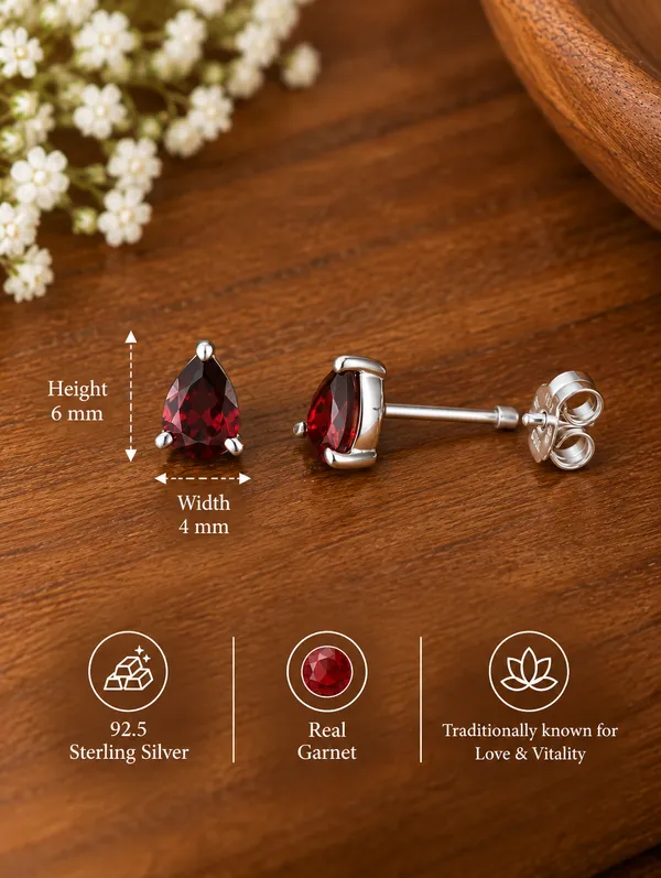 Garnet_Teardrop_Stud_Earrings
