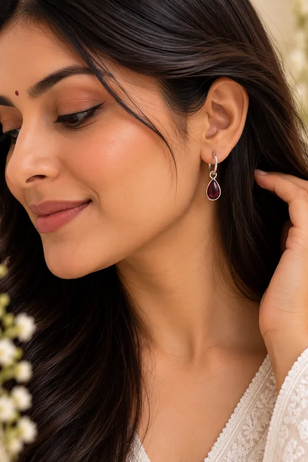Nova_Garnet_Teardrop_Hoop_Earrings