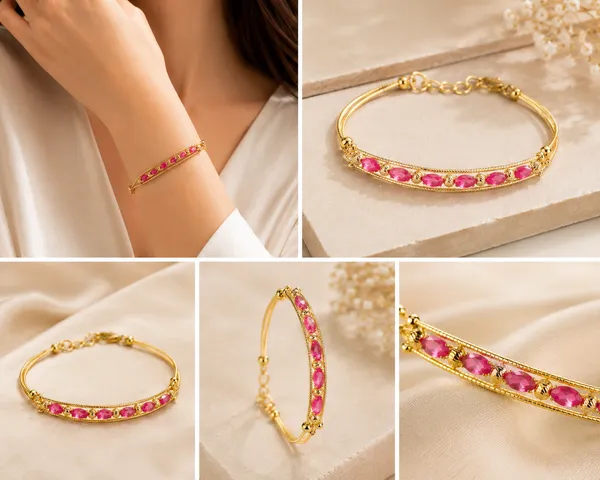 Kada_Style_Pink_Beads_With_Gold_Balls_Bracelet