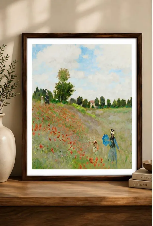 French_Countryside_Red_Floral_Landscape_Print_laminated_frame