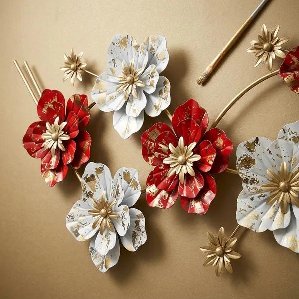 Red_And_White_Decorative_Paper_Flower_Wall_Art_Set