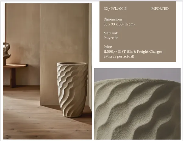 Beige_Polyresin_Wavy_Textured_Modern_Planter_Pot