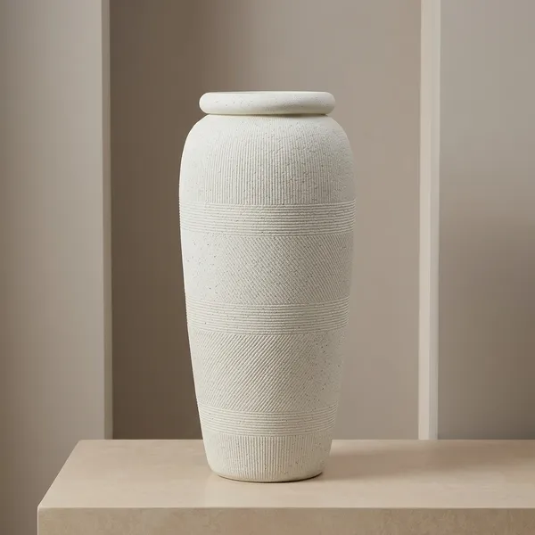 White_Textured_Ceramic_Vase_For_Home_Decor