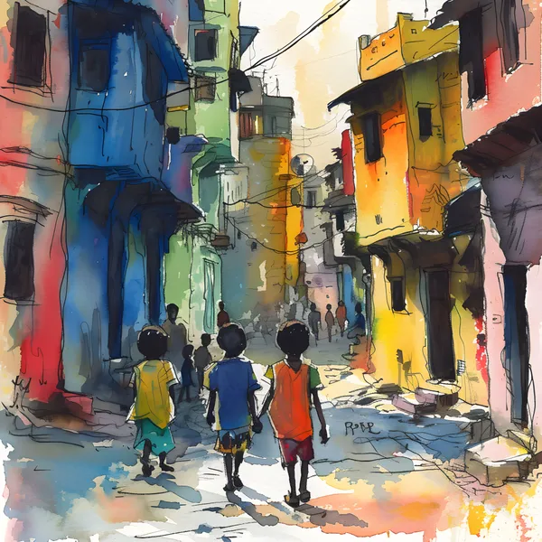 Vibrant_Street_Scene_Watercolor_Art_Print_laminated_Frame