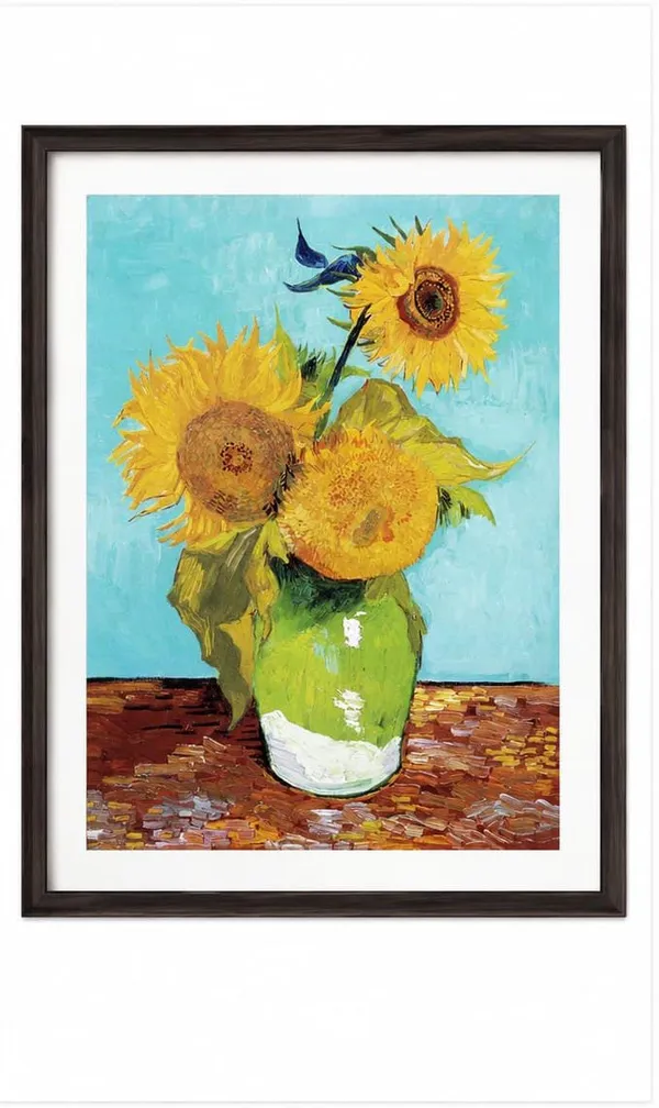 Classic_Sunflowers_in_a_Vase_Print_laminated_frame