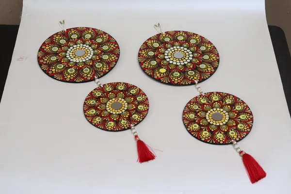 Handcrafted_Dot_Mandala_Wooden_Coasters_With_Red_Tassels_Set_Of_4