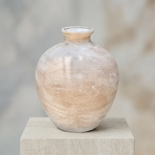 White_Marble_Textured_Round_Ceramic_Vase