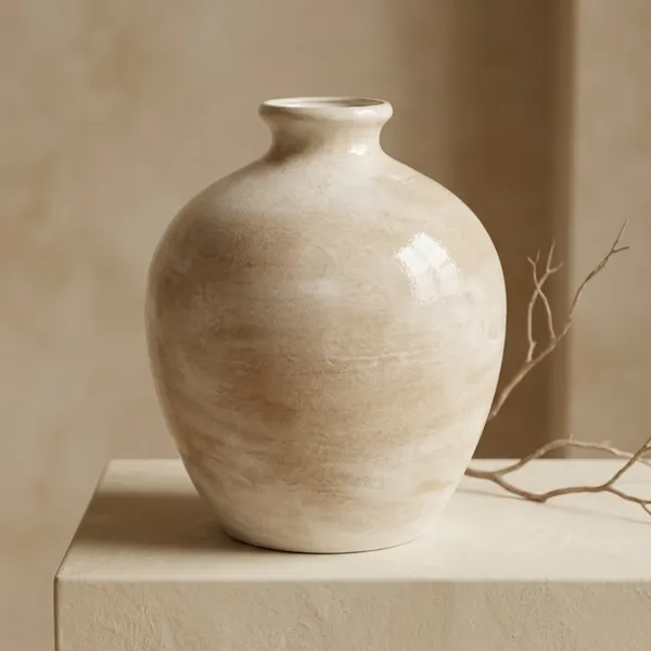 White_Marble_Textured_Round_Ceramic_Vase