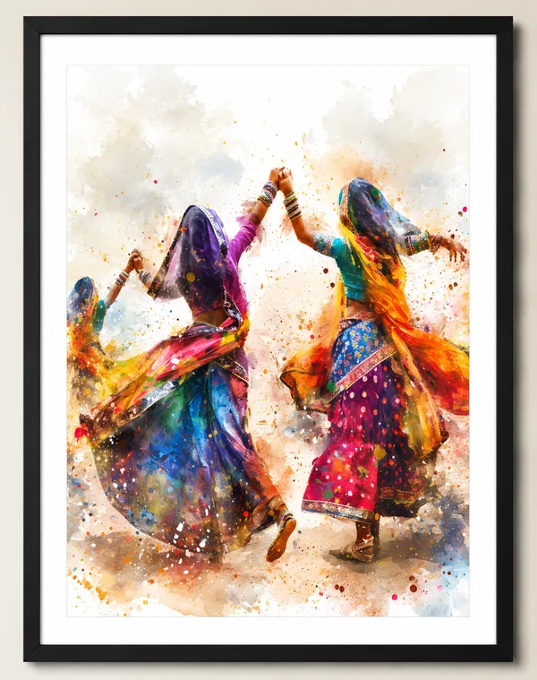 Multicolor_Traditional_Indian_Dance_Wall_Art_Print_For_Women