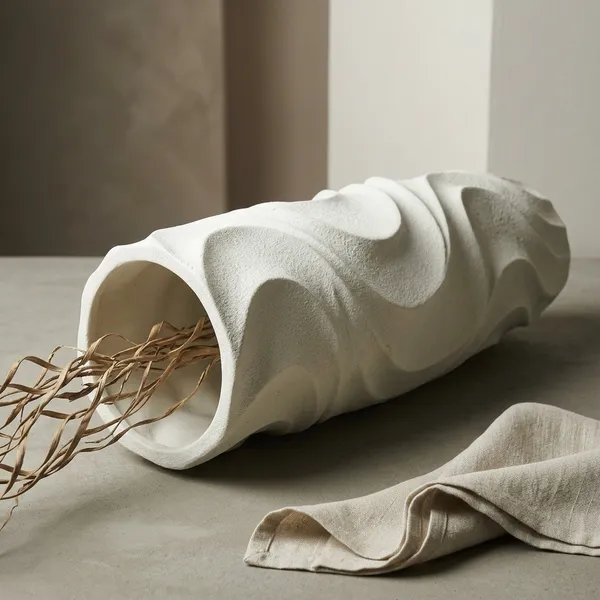 White_Polyresin_Twisted_Decorative_Vase_With_Branches