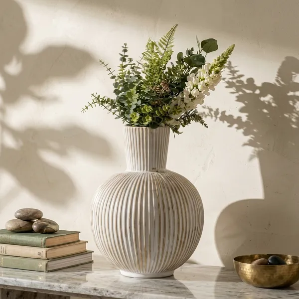 Beige_Ceramic_Ribbed_Spherical_Vase_With_Neck