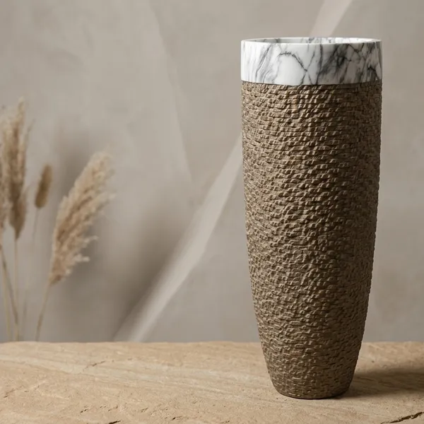 Natural_Woven_Polyresin_Tall_Planter_With_Marble_Design