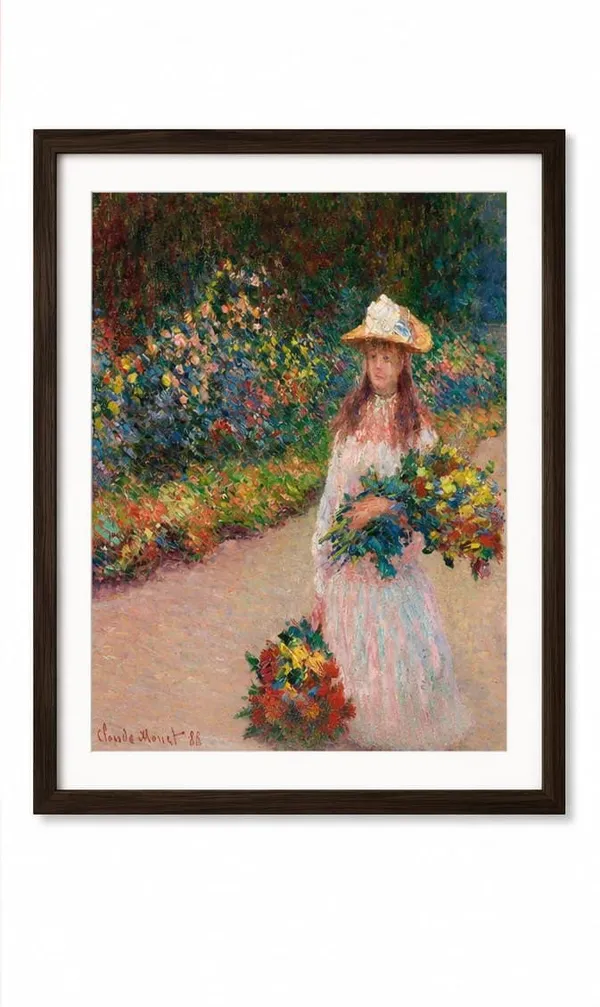 Monet_Girl_with_Flowers_Print_laminated_frame