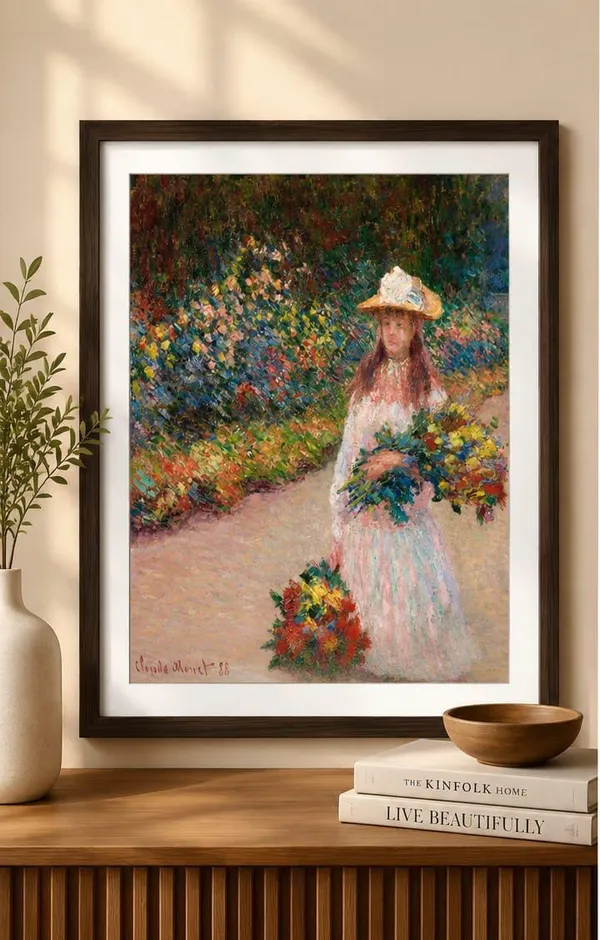 Monet_Girl_with_Flowers_Print_laminated_frame