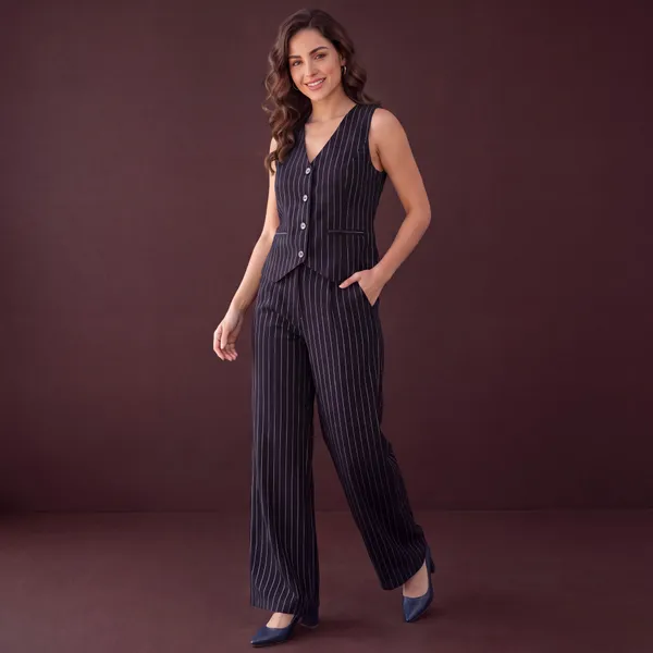 Black_Linen_stripe_Tailored_Vest_&_Wide-Leg_Trouser_Co-Ord_Set
