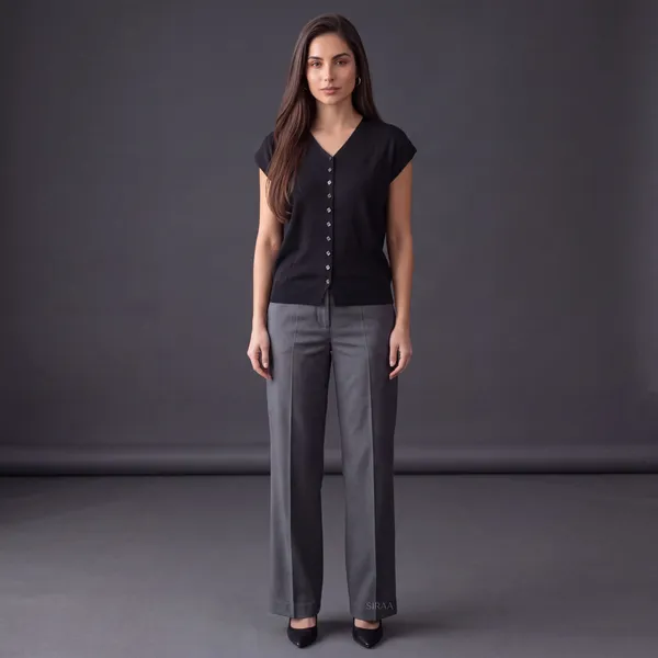 Black_V-Neck_Button-Front_Knit_Vest_Top