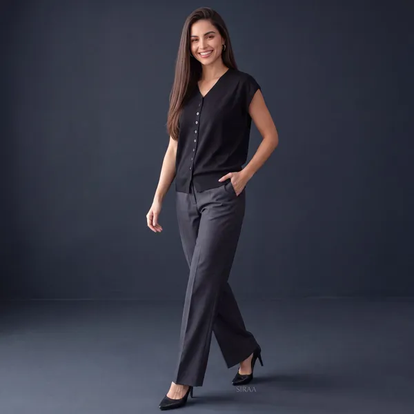 Black_V-Neck_Button-Front_Knit_Vest_Top