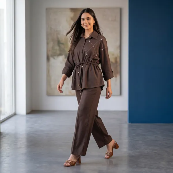 Brown_Linen_Embroidered_Co-ord_Set